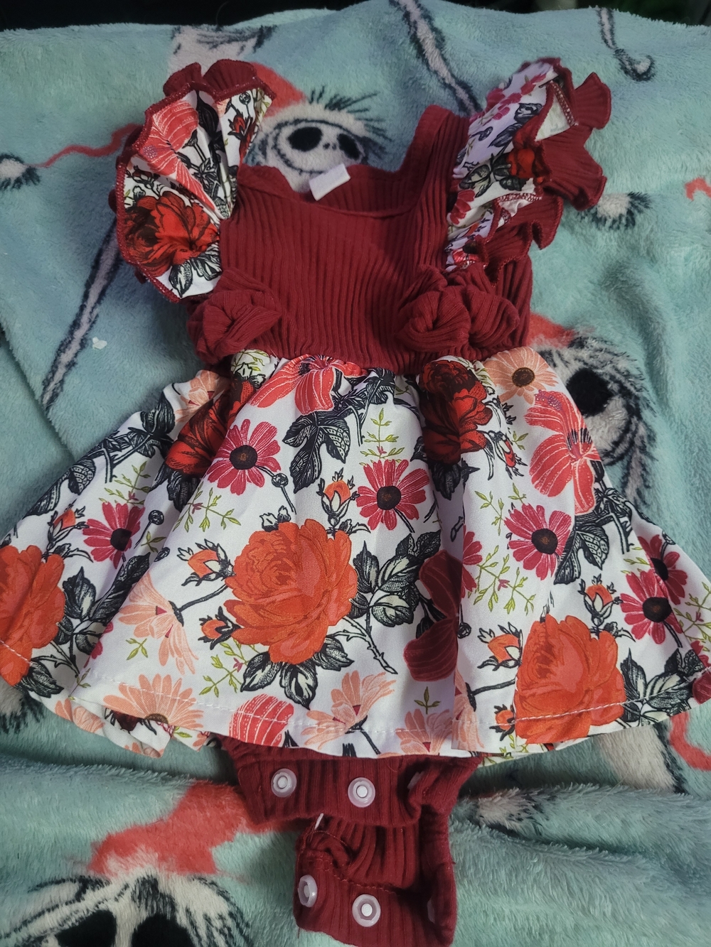 SHEIN Red Floral Ruffled Dress